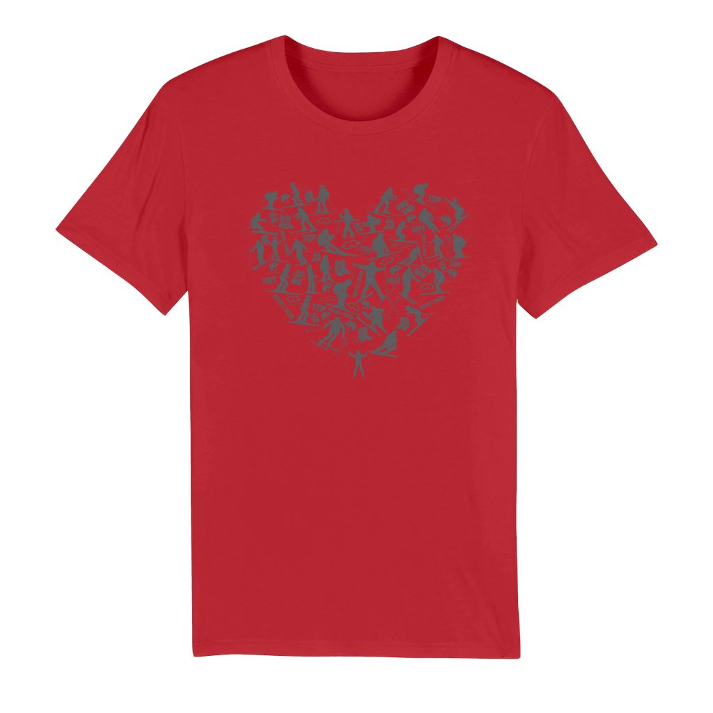 SKIING HEART_Grey Premium Organic Adult T-Shirt Apparel Red Unisex XS (EU) / XXS (US)
