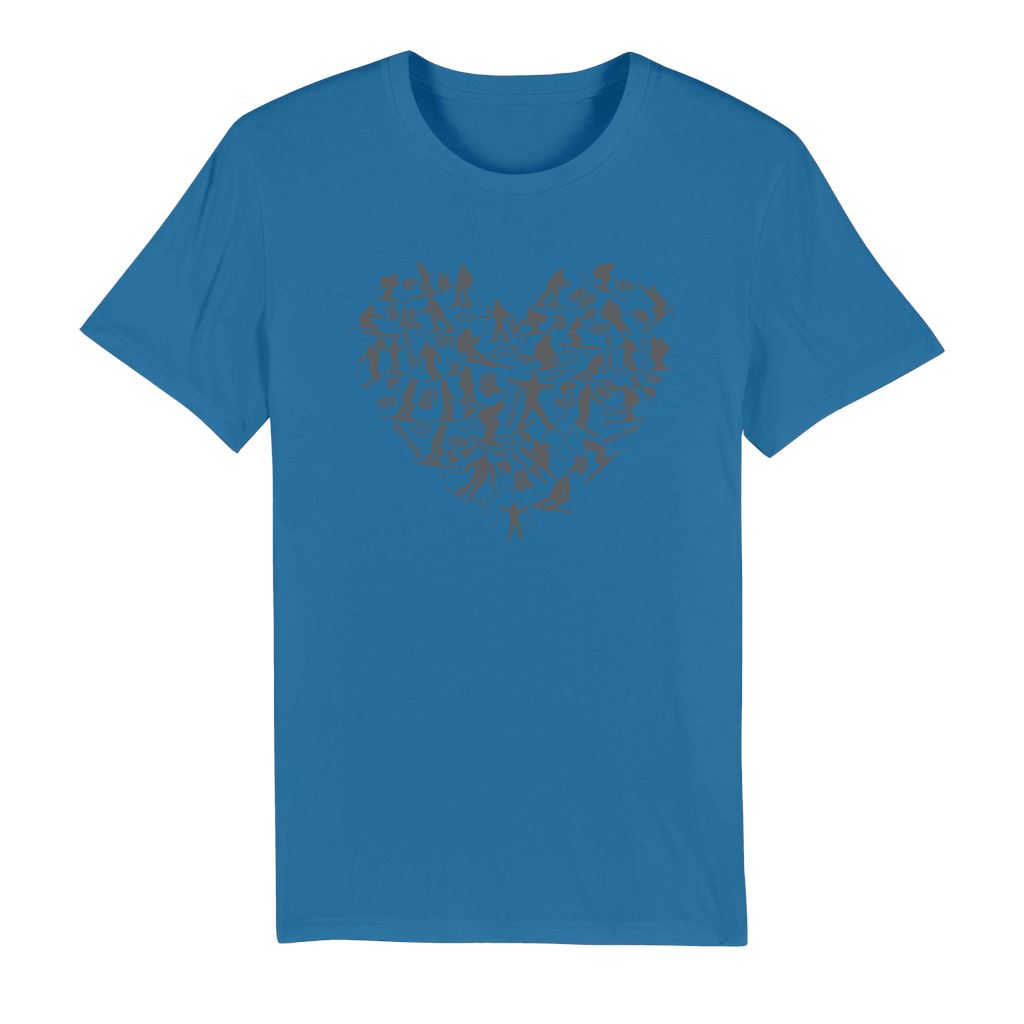 SKIING HEART_Grey Premium Organic Adult T-Shirt Apparel Royal Blue Unisex XS (EU) / XXS (US)