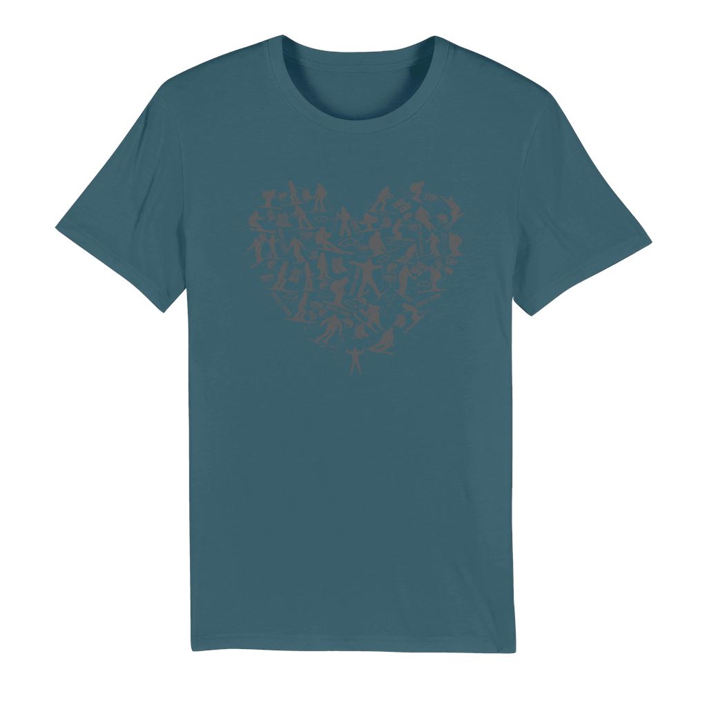 SKIING HEART_Grey Premium Organic Adult T-Shirt Apparel Stargazer Unisex XS (EU) / XXS (US)