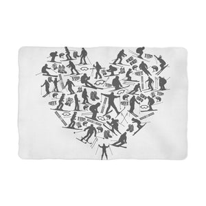 SKIING HEART_Grey Sublimation Pet Blanket Accessories 27"X35" (70X90 cm) 27"X35" 