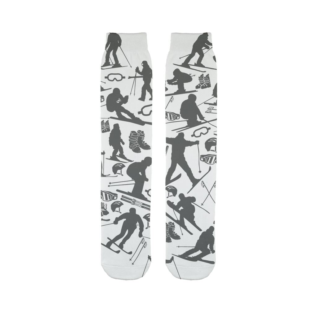 SKIING HEART_Grey Sublimation Tube Sock Accessories 45X10 cm 