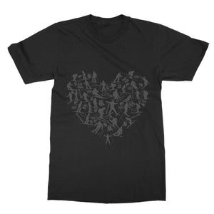 SKIING HEART_Grey T-Shirt Dress Apparel Black Unisex One Size