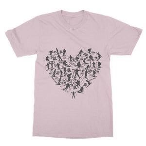 SKIING HEART_Grey T-Shirt Dress Apparel Light Pink Unisex One Size