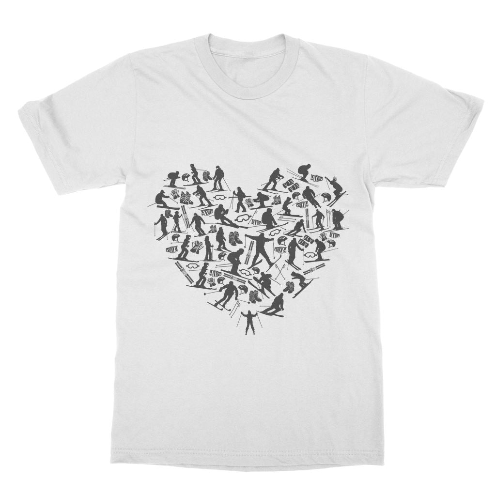 SKIING HEART_Grey T-Shirt Dress Apparel White Unisex One Size