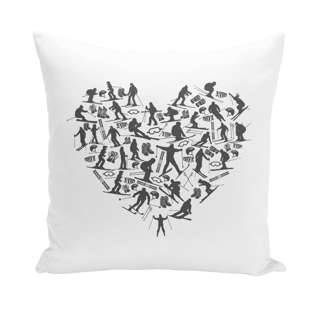 SKIING HEART_Grey Throw Pillows Homeware Canvas Style Polyester 