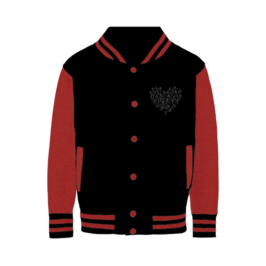 SKIING HEART_Grey Varsity Jacket Apparel Black/ Fire Red XS 