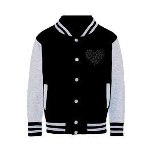 SKIING HEART_Grey Varsity Jacket Apparel Black / Heather Grey XS 