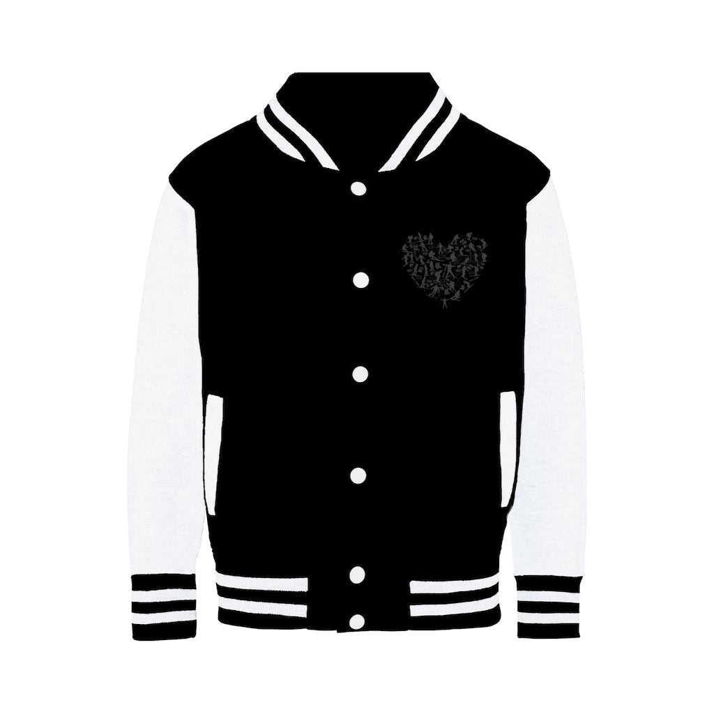SKIING HEART_Grey Varsity Jacket Apparel Black / White XS 