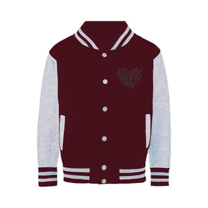 SKIING HEART_Grey Varsity Jacket Apparel Burgundy / Heather Grey XS 