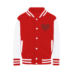 SKIING HEART_Grey Varsity Jacket Apparel Fire Red / White XS 