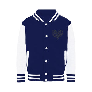 SKIING HEART_Grey Varsity Jacket Apparel Oxford Navy / White XS 