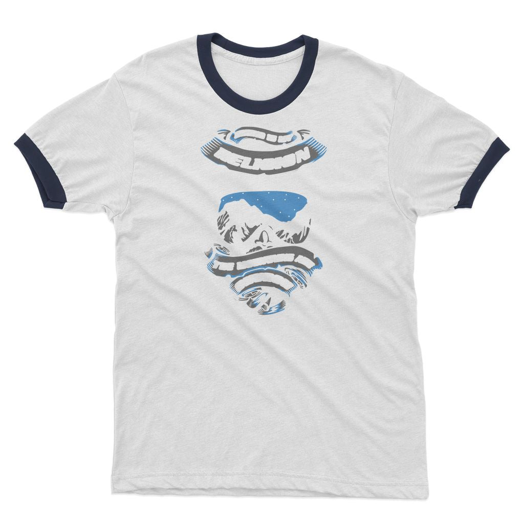 SKIING IS MY RELIGION THE MOUNTAIN IS MY CHURCH Adult Ringer T-Shirt Apparel White / Navy Unisex S