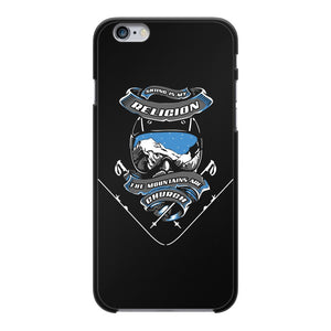 SKIING IS MY RELIGION THE MOUNTAIN IS MY CHURCH Back Printed Black Hard Phone Case Accessories Apple iPhone 6-6s Black 