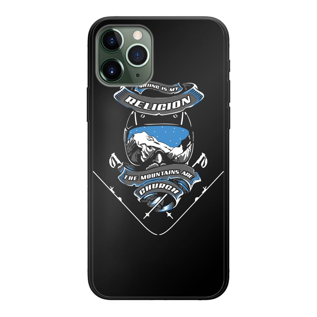 SKIING IS MY RELIGION THE MOUNTAIN IS MY CHURCH Back Printed Black Soft Phone Case Accessories Apple iPhone 11 Pro Black Soft Case Black 