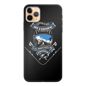 SKIING IS MY RELIGION THE MOUNTAIN IS MY CHURCH Back Printed Black Soft Phone Case Accessories Apple iPhone 11 Pro Max Black Soft Case Black 