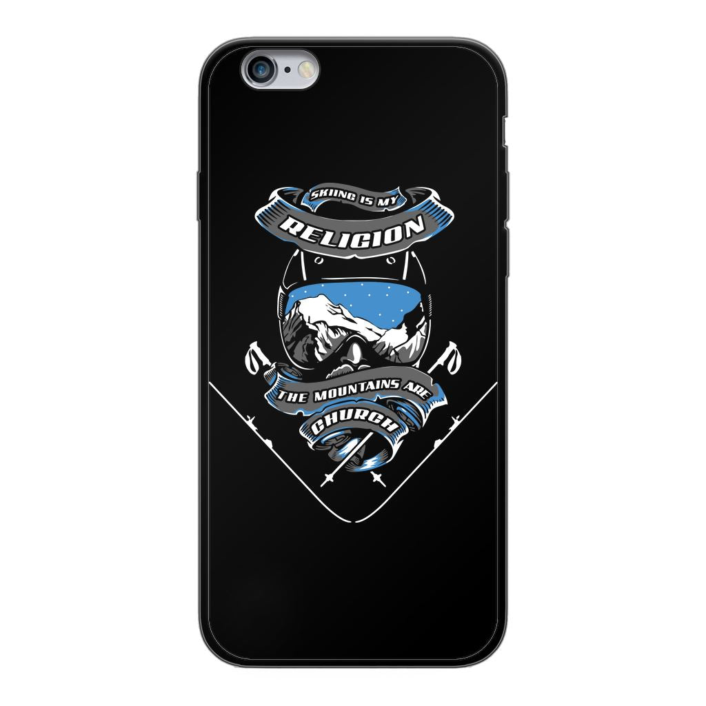 SKIING IS MY RELIGION THE MOUNTAIN IS MY CHURCH Back Printed Black Soft Phone Case Accessories Apple iPhone 6-6s Black Soft Case Black 