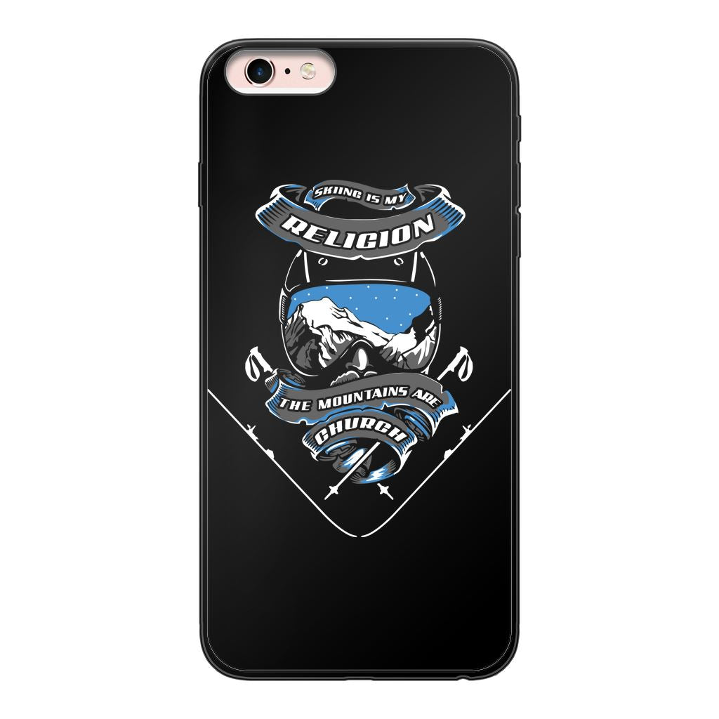 SKIING IS MY RELIGION THE MOUNTAIN IS MY CHURCH Back Printed Black Soft Phone Case Accessories Apple iPhone 6-6s Plus Black Soft Case Black 