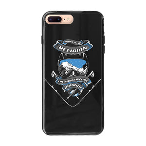 SKIING IS MY RELIGION THE MOUNTAIN IS MY CHURCH Back Printed Black Soft Phone Case Accessories Apple iPhone 7-8 Plus Black Soft Case Black 