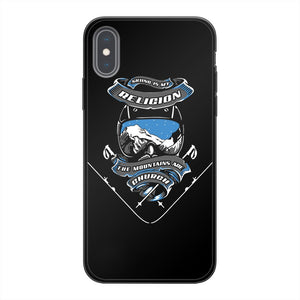 SKIING IS MY RELIGION THE MOUNTAIN IS MY CHURCH Back Printed Black Soft Phone Case Accessories Apple iPhone X-Xs Black Soft Case Black 