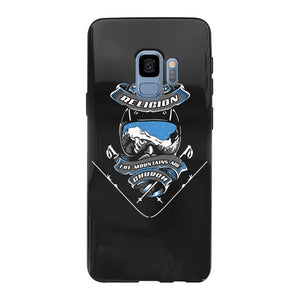 SKIING IS MY RELIGION THE MOUNTAIN IS MY CHURCH Back Printed Black Soft Phone Case Accessories Samsung Galaxy S9 Black Soft Case Black 
