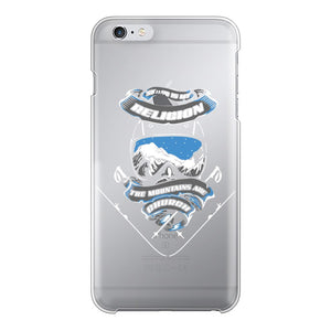 SKIING IS MY RELIGION THE MOUNTAIN IS MY CHURCH Back Printed Transparent Hard Phone Case Accessories Apple iPhone 6-6s Transparent Hard Case Transparent 