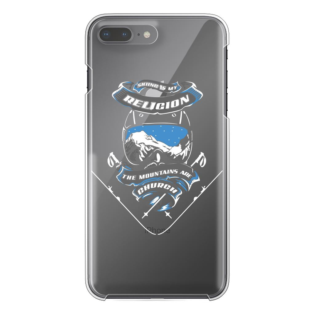 SKIING IS MY RELIGION THE MOUNTAIN IS MY CHURCH Back Printed Transparent Hard Phone Case Accessories Apple iPhone 7-8 Plus Transparent Hard Case Transparent 