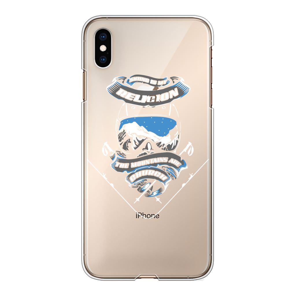 SKIING IS MY RELIGION THE MOUNTAIN IS MY CHURCH Back Printed Transparent Hard Phone Case Accessories Apple iPhone Xs Max Transparent Hard Case Transparent 