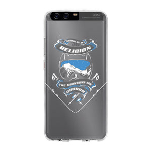 SKIING IS MY RELIGION THE MOUNTAIN IS MY CHURCH Back Printed Transparent Hard Phone Case Accessories Huawei P10 Transparent Hard Case Transparent 
