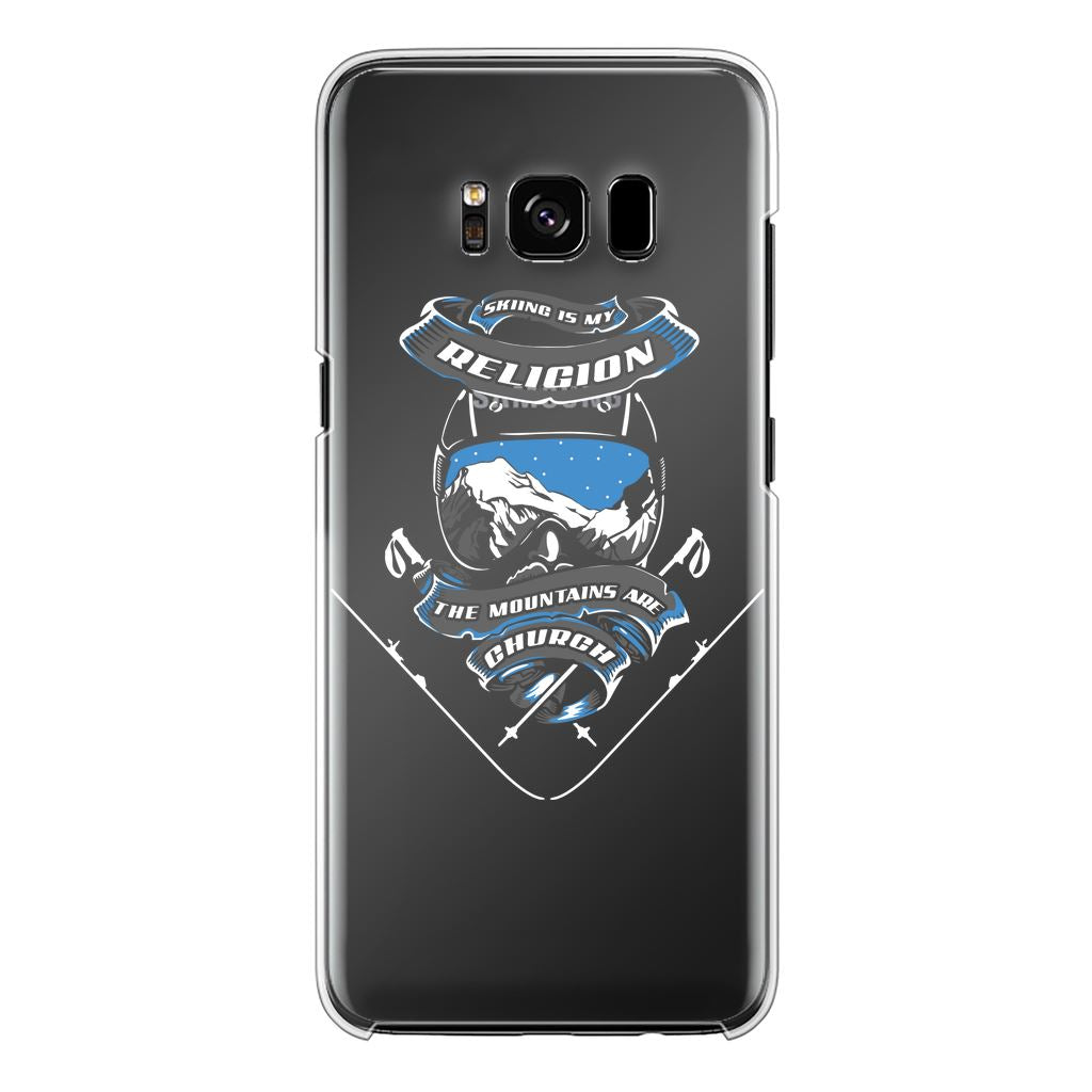 SKIING IS MY RELIGION THE MOUNTAIN IS MY CHURCH Back Printed Transparent Hard Phone Case Accessories Samsung Galaxy S8 Plus Transparent Hard Case Transparent 