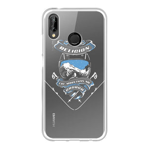 SKIING IS MY RELIGION THE MOUNTAIN IS MY CHURCH Back Printed Transparent Soft Phone Case Accessories Huawei P20 Lite Soft Case Transparent 