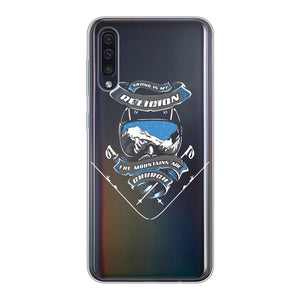 SKIING IS MY RELIGION THE MOUNTAIN IS MY CHURCH Back Printed Transparent Soft Phone Case Accessories Samsung Galaxy A50 Soft Case Transparent 