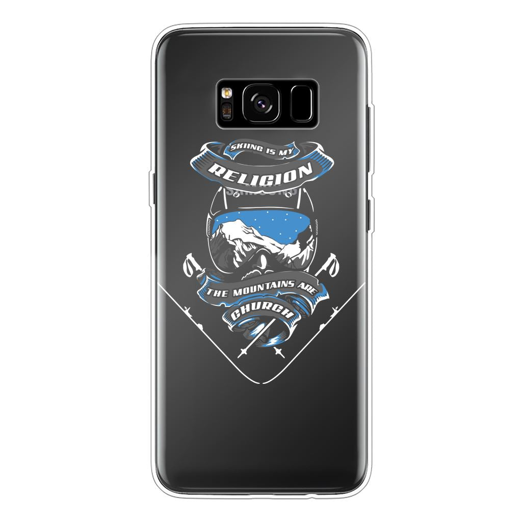SKIING IS MY RELIGION THE MOUNTAIN IS MY CHURCH Back Printed Transparent Soft Phone Case Accessories Samsung Galaxy S8 Plus Soft Case Transparent 