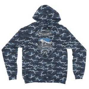 SKIING IS MY RELIGION THE MOUNTAIN IS MY CHURCH Camouflage Adult Hoodie Apparel Blue Camo S 