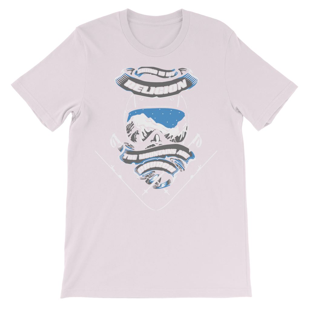 SKIING IS MY RELIGION THE MOUNTAIN IS MY CHURCH Classic Kids T-Shirt Apparel Light Pink 3 to 4 Years 