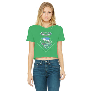 SKIING IS MY RELIGION THE MOUNTAIN IS MY CHURCH Classic Women's Cropped Raw Edge T-Shirt Apparel Irish Green Female S