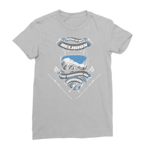 SKIING IS MY RELIGION THE MOUNTAIN IS MY CHURCH Classic Women's T-Shirt Apparel Light Grey Female S