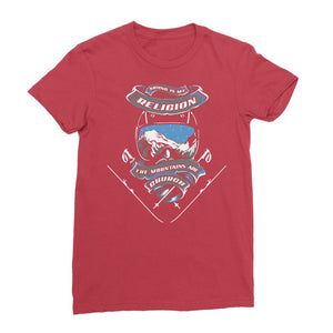 SKIING IS MY RELIGION THE MOUNTAIN IS MY CHURCH Classic Women's T-Shirt Apparel Red Female S