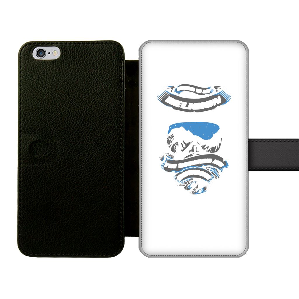 SKIING IS MY RELIGION THE MOUNTAIN IS MY CHURCH Front Printed Wallet Cases Accessories Apple iPhone 6-6s Front Printed Wallet Case Black&White 