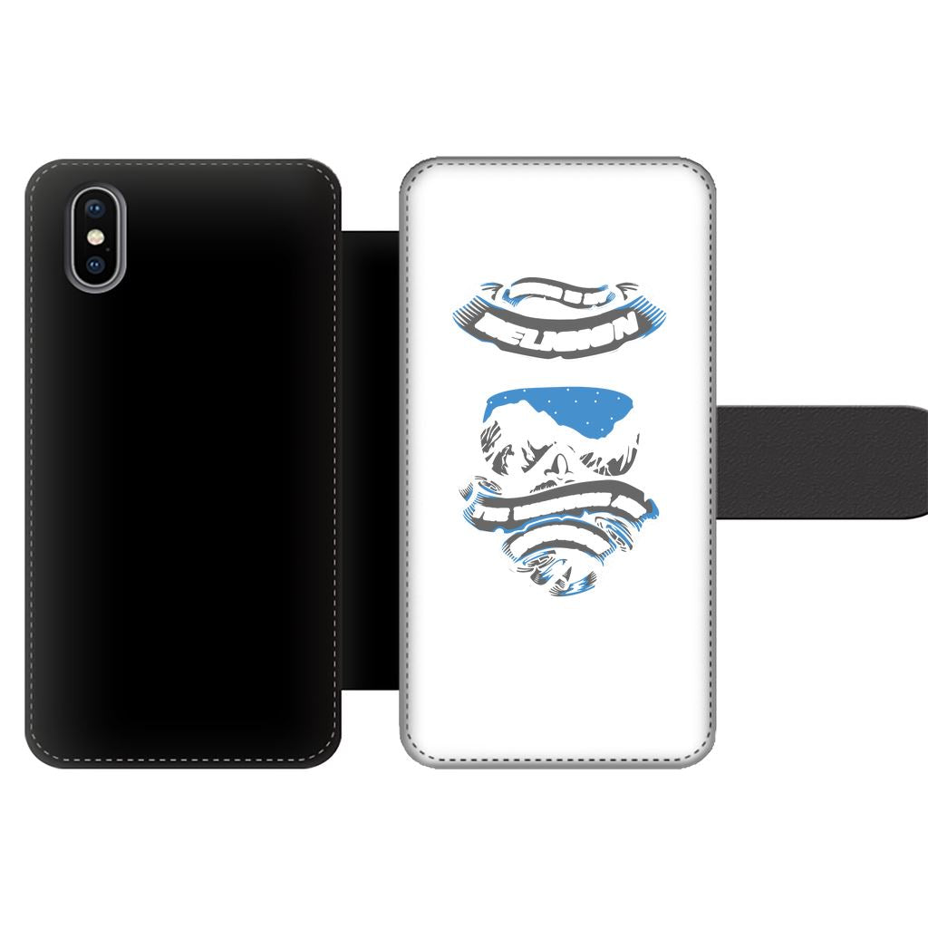 SKIING IS MY RELIGION THE MOUNTAIN IS MY CHURCH Front Printed Wallet Cases Accessories Apple iPhone X-Xs Front Printed Wallet Case Black&White 