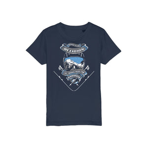 SKIING IS MY RELIGION THE MOUNTAIN IS MY CHURCH Organic Jersey Kids T-Shirt Apparel Navy Unisex 3/4 years