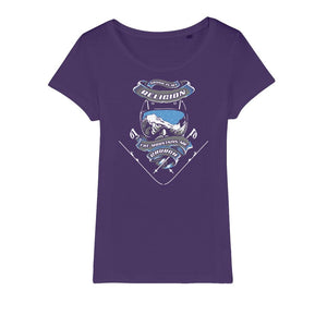 SKIING IS MY RELIGION THE MOUNTAIN IS MY CHURCH Organic Jersey Womens T-Shirt Apparel Purple Womens XS (EU) / XSS (US)