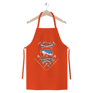 SKIING IS MY RELIGION THE MOUNTAIN IS MY CHURCH Premium Jersey Apron Apparel Orange 
