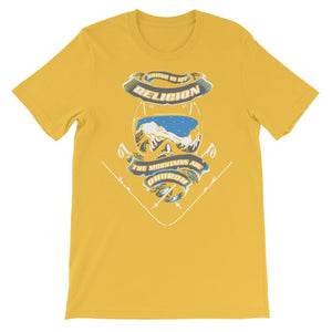 SKIING IS MY RELIGION THE MOUNTAIN IS MY CHURCH Premium Kids T-Shirt Apparel Gold 1 to 2 Years 