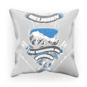 SKIING IS MY RELIGION THE MOUNTAIN IS MY CHURCH Sublimation Cushion Cover Homeware 17.7"x17.7" Satin 