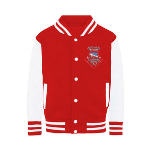 SKIING IS MY RELIGION THE MOUNTAIN IS MY CHURCH Varsity Jacket Apparel Fire Red / White XS 