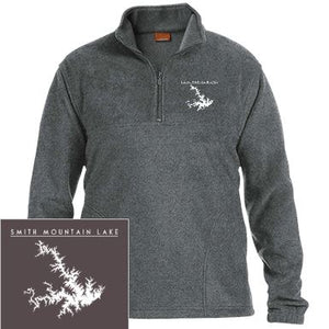 Smith Mountain Lake Embroidered Men's 1/4 Zip Fleece Pullover - Houseboat Kings