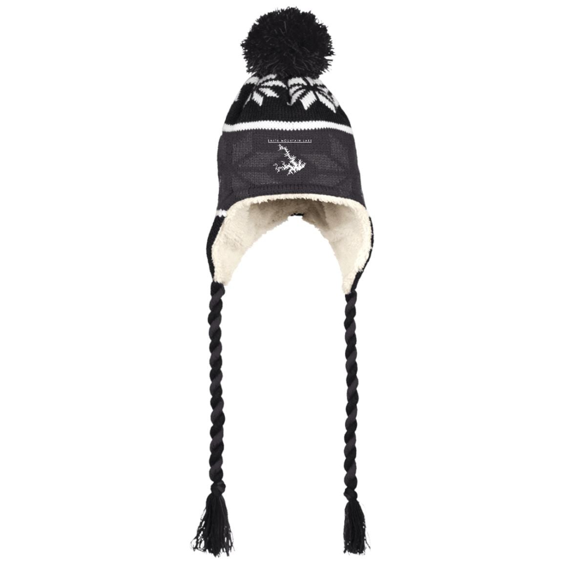 Smith Mountain Lake Embroidered Peruvian Hat with Ear Flaps and Braids - Houseboat Kings
