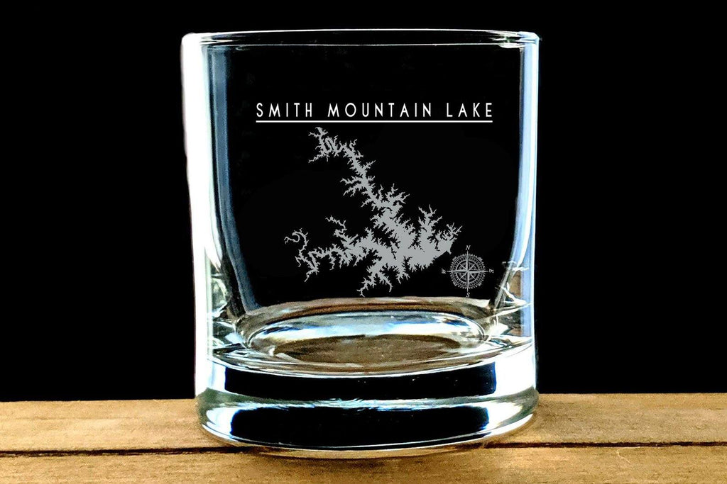 Smith Mountain Lake Laser Etched Wisky Glass - Houseboat Kings
