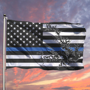 Smith Mountain Lake Thin Blue Line American Boat Flag Wall Art Single Sided - 36"x60" 