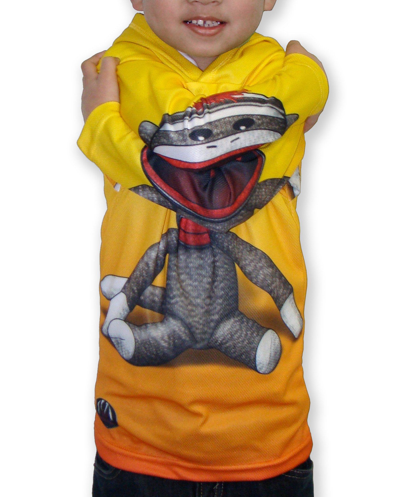 SOCK MONKEY Hoodie Chomp Shirt by MOUTHMAN® Kid's Clothing 